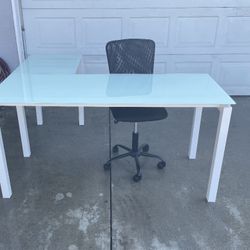 White Glass Desk 
