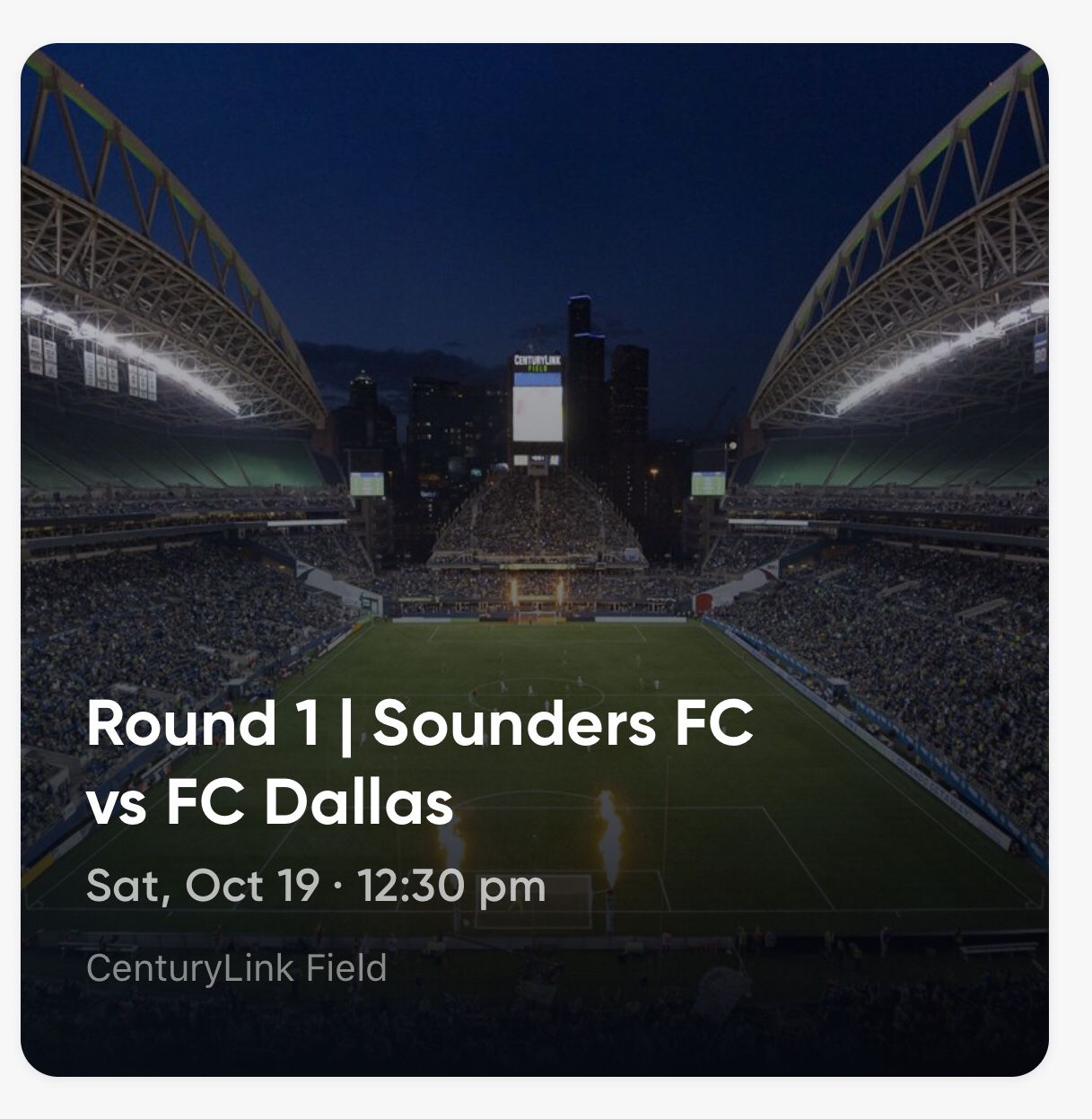 1 tickets sounders vs FC Dallas round 1 oct 19th