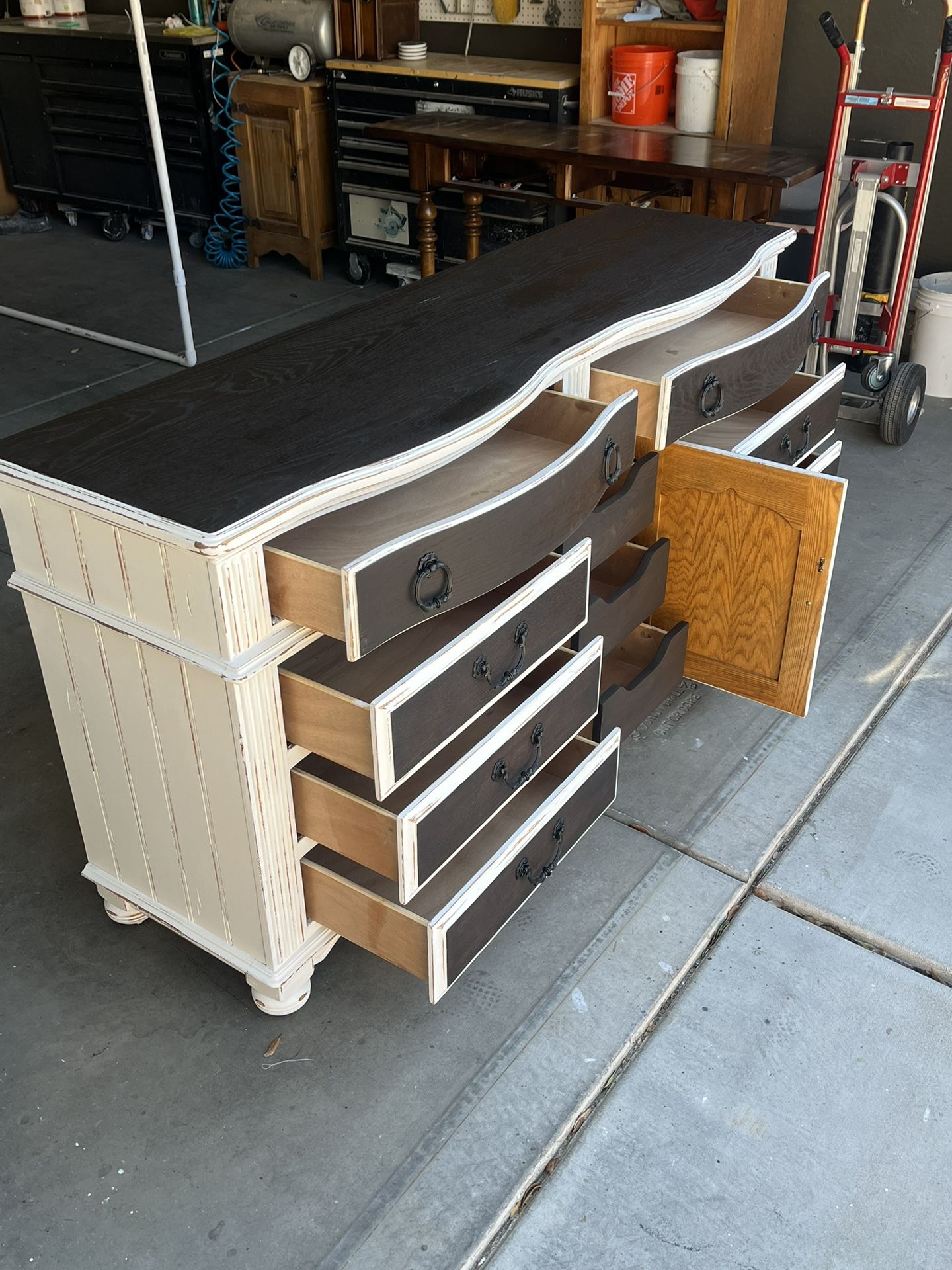 WHITE OAK RUSTIC FARMHOUSE 11 DRAWER DRESSER OR CONSOLE
