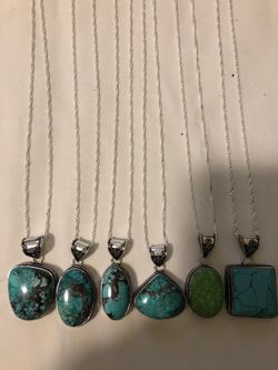 Turquoise pendant on 24 inch sterling silver chain 20.00 each