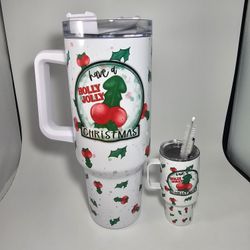 40oz Holly Jolly Christmas Tumbler Set