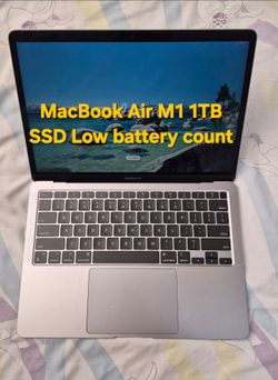 Apple MacBook Air M1 silicon 13.3" 8GB RAM 1TB SSD Gray + Low battery count 52 MacOS Mac Laptop Computer