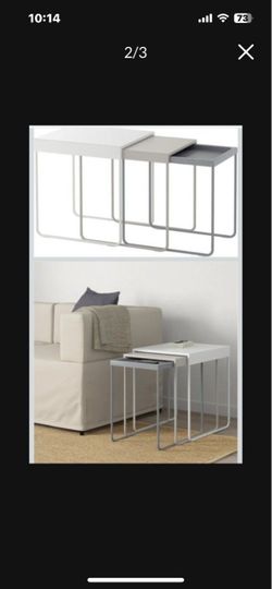 IKEA 3 Iron Steel Space Saving Handy Nesting Tier Layer Coffee Remote Book Magazine Snack Corner Side Table