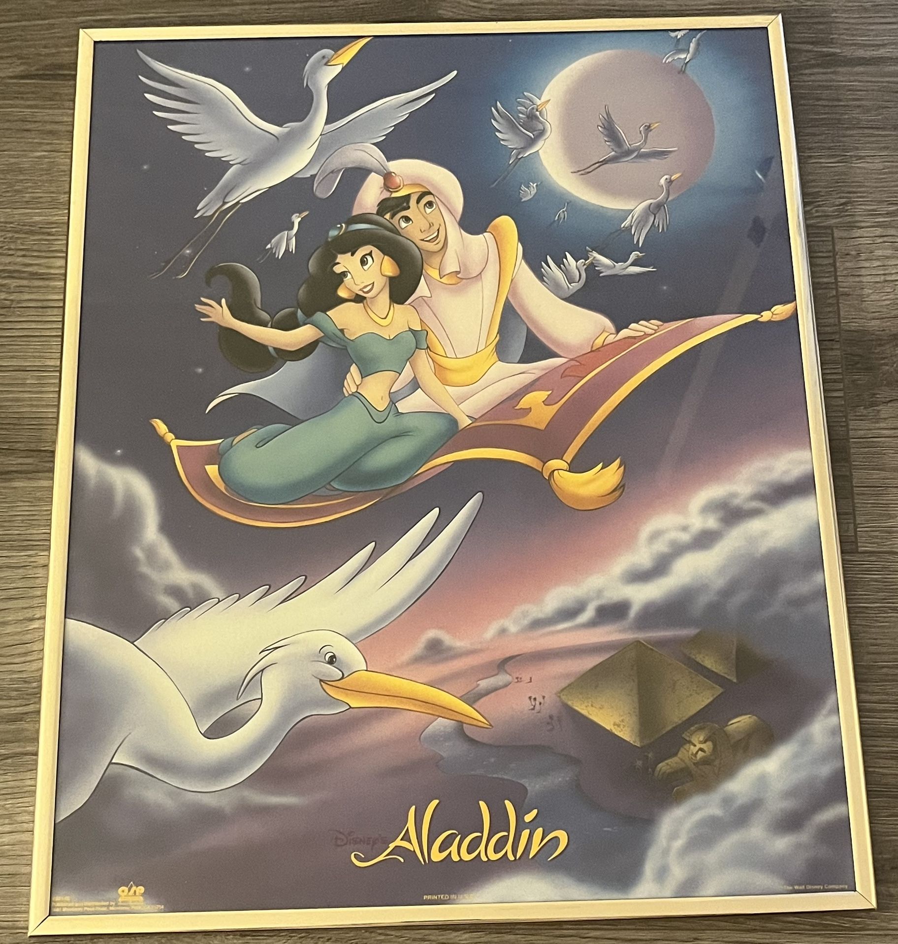 Original Vintage Disney Aladdin Magic Carpet Ride Framed Movie Poster #82145 OSP 16x20