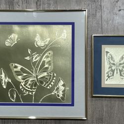 Framed Optical Illusion Butterfly Art – Set of 2 – Metallic Look