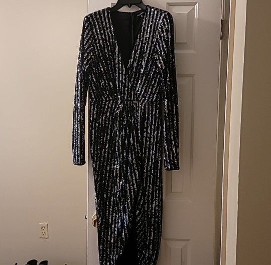 Sequin dress with slit