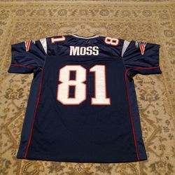 Randy Moss New England Patriots Reebok  NFL 2007 Navy Throwback stitched Jersey Size L /52

