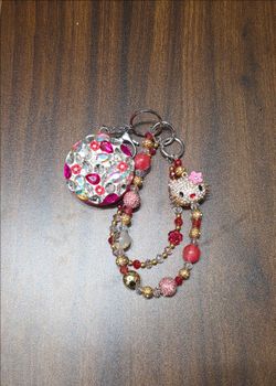 Hot Pink compact double Mirror keychain
