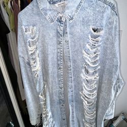 Denim  Jacket Trench Large