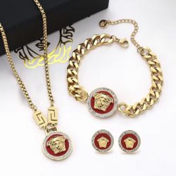 New Arrival 18K Gold Plated Stainless Steel Designer Jewelry Famous Brands Luxury Jewelry Set for Women