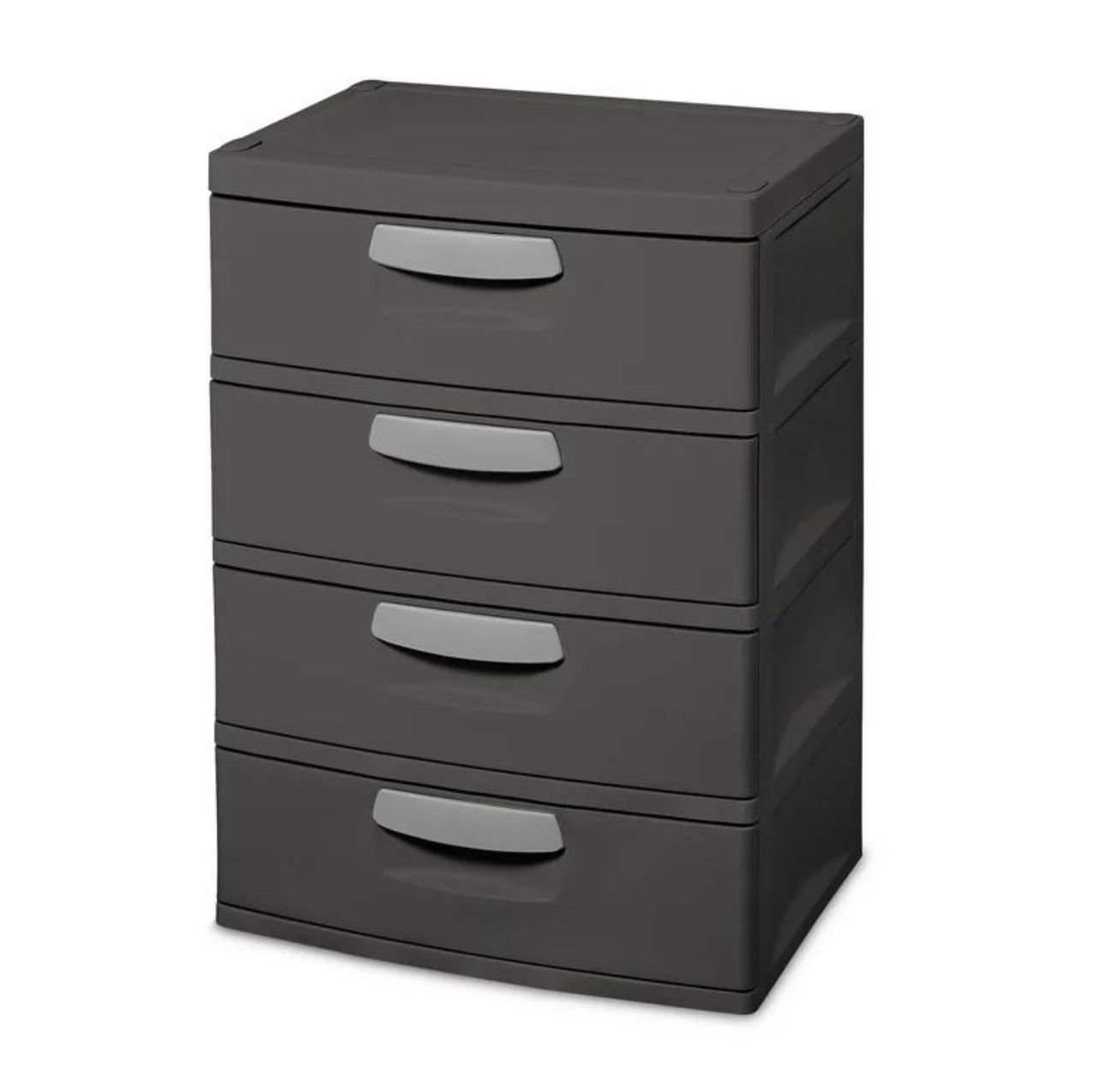 Sterilite 4 Drawer Unit, Durable Plastic Construction, Frame and Drawers, Dk Gray