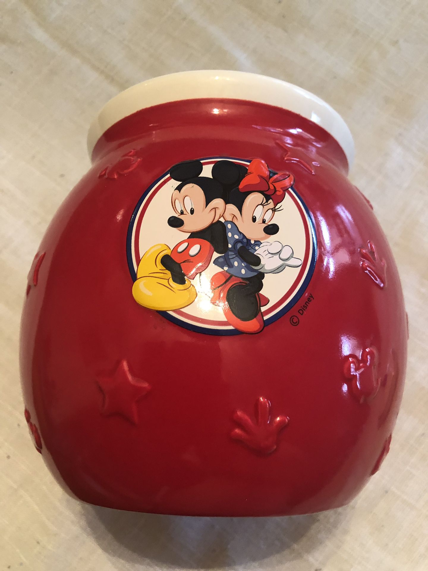 DISNEY RED MINNIE/MICKEY MOUSE COOKIE CANDY JAR