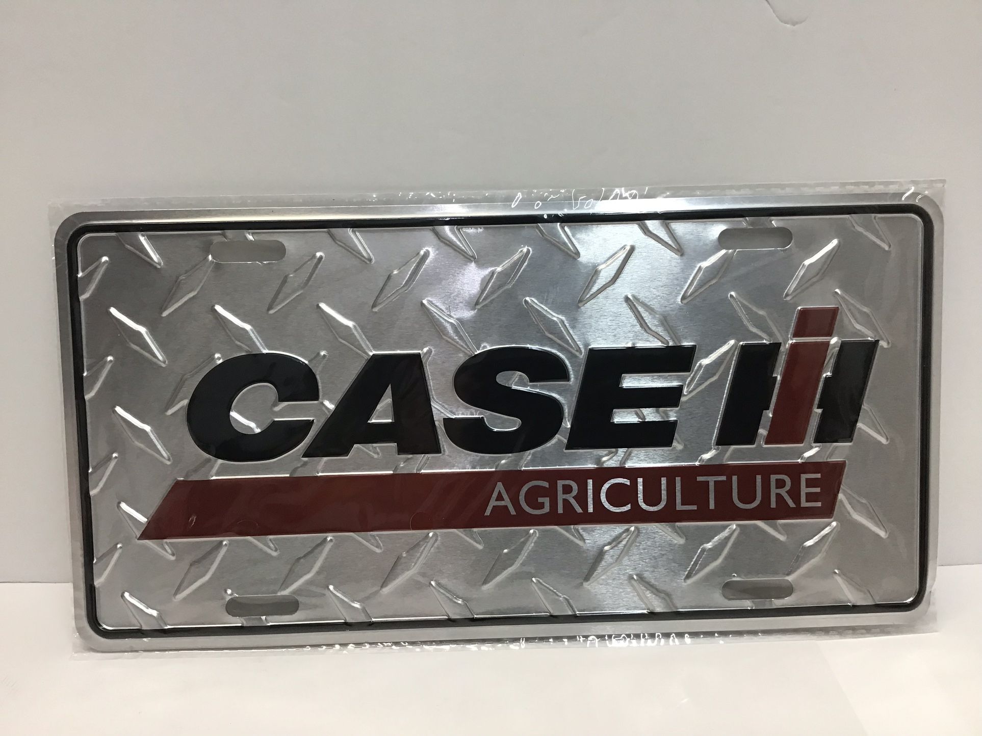 Case IH Diamond Plate Agriculture License Plate 6”x12”