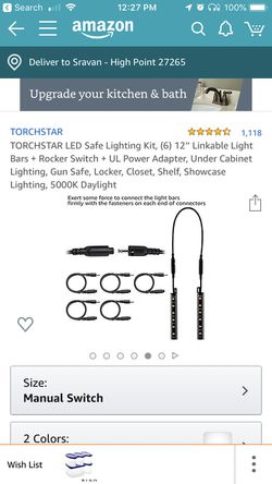 TORCHSTAR LED Safe Lighting Kit, (6) 12’’ Lkable Light Bars + Rocker Switch + UL Power Adapter, Under