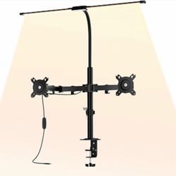 Dual Monitor Stand with LED Desk Lamp