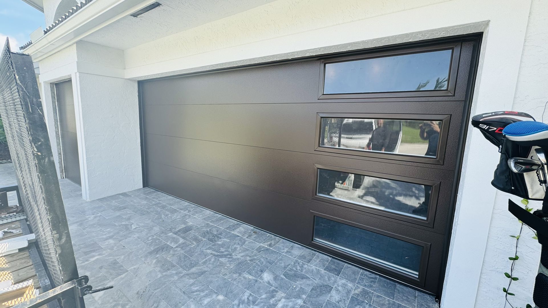 16x7 Garage Door Insulated With Windows On The Side Chocolate Brown Color Hurricane Impact