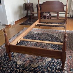 Antique Signed Stickley Solid Cherry Turnef Post Twin Bed