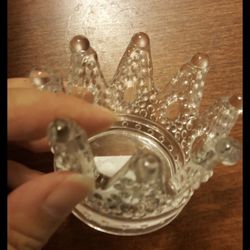Cute Small Crystal Crown Candle Holder 