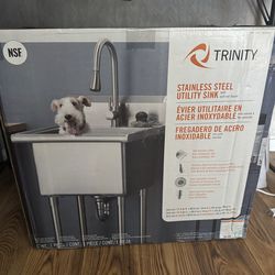 Stainless steel free standing sink
