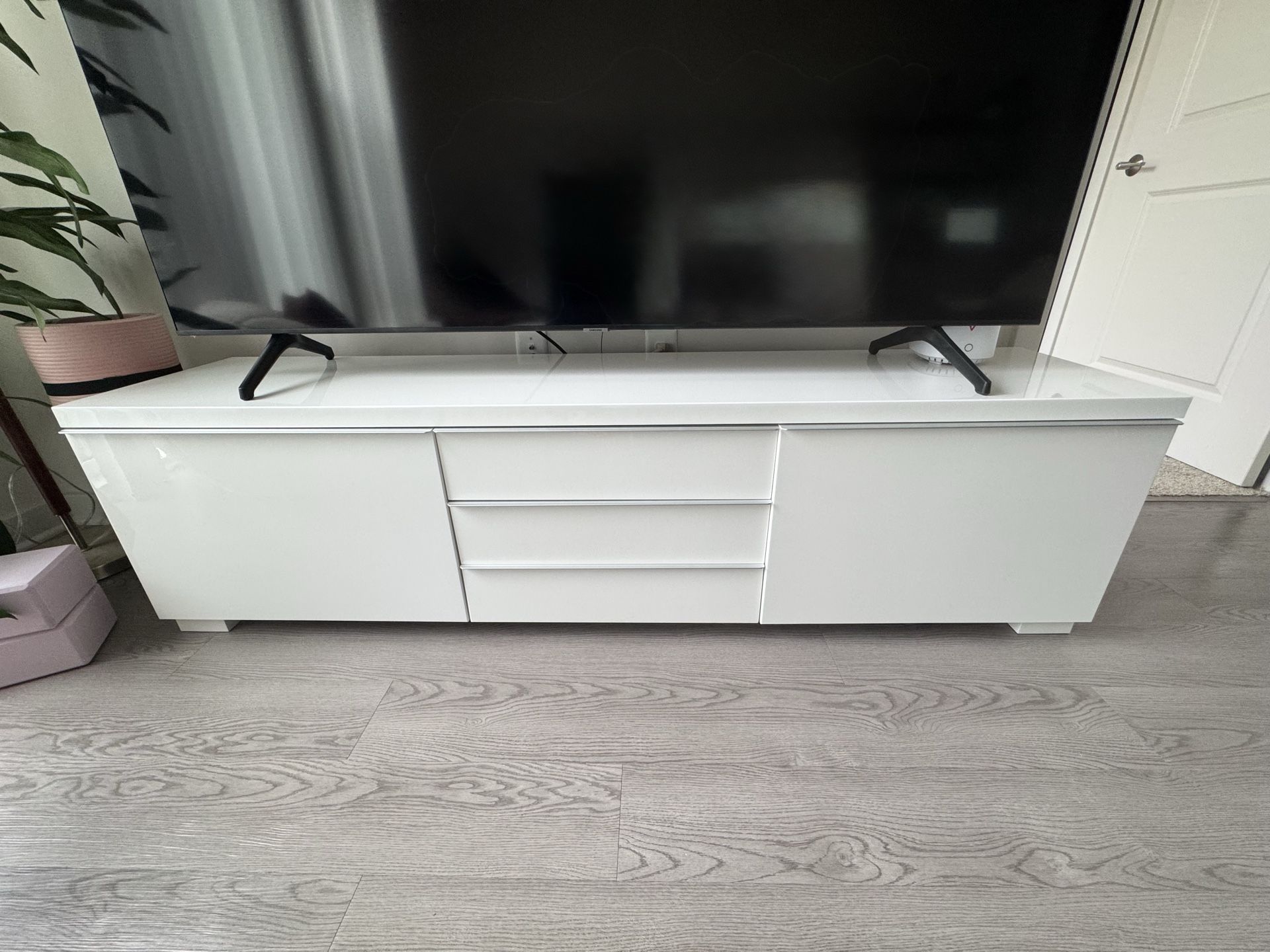 Modern White TV Stand - 70” L