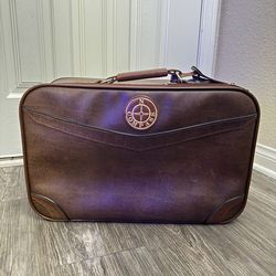 Vintage Compass Brown Leather Luggage