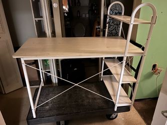 Modern Computer Desk with Storage Shelves