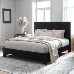 Full Upholstered Bed Frame With Headboard 