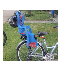 Child Bike Seat, Kids Bike Seat Carrier, Child Seat for Bikes, Pepe, Clamp with Rack Mount, Blue