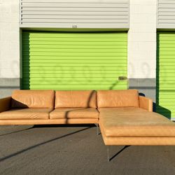 HD Buttercup Italian Leather Sectional Sofa Couch 