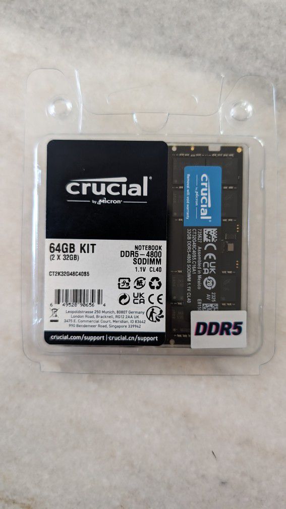 DDR5 64GB (2x32GB) Crucial Laptop RAM