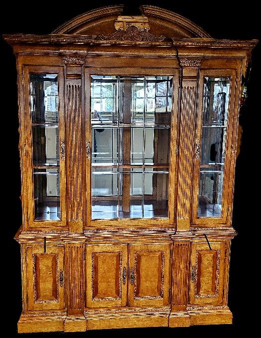 Traditional 2 Piece Lighted China Cabinet
