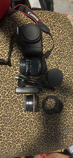 Canon camera with 3 different lenses a bag and more accessories
