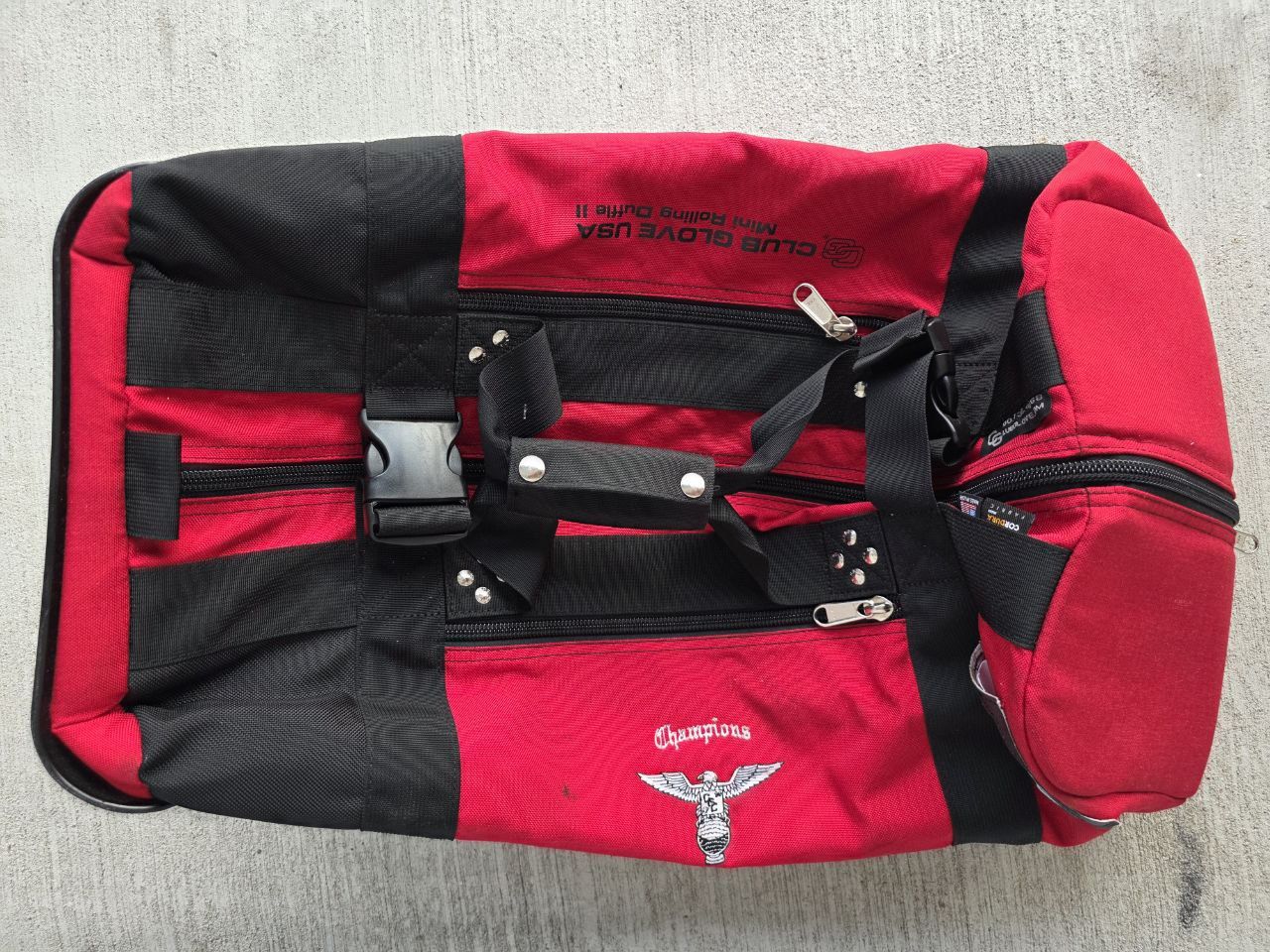 Club Glove USA Mini Rolling Duffle II – Red/Black – Made in USA