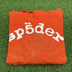 New Sp5der Web Hoodie Orange Size XL