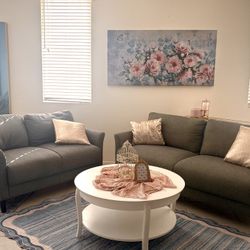 Beautiful Modern Deep Sage Couch Set 2 Pieces