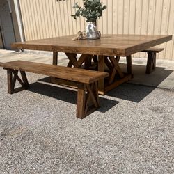 Custom Built Dining Table Solid wood Farmhouse Set Modern Rustic Bench Country Oval Round Counter Breakfast Height  Farm House 