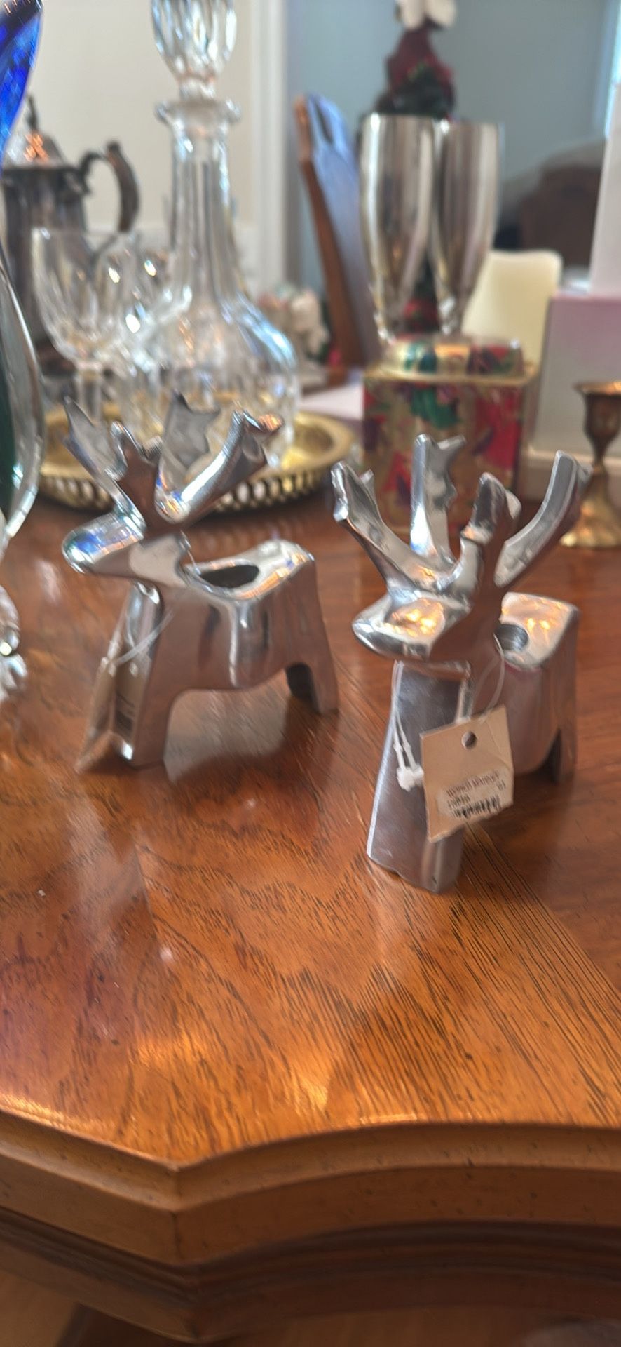 Silver Plated reindeer Candle holders