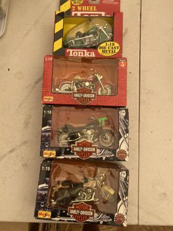 4 vintage die cast motorcycles