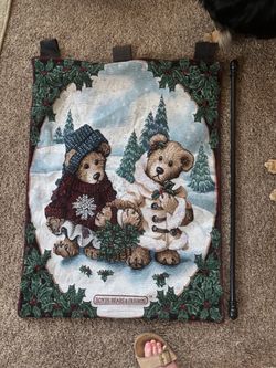 Boyds Bears & Friends Christmas Tapestry Wall Hanging