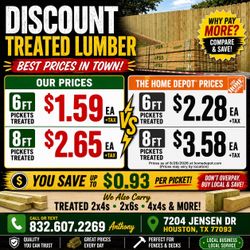 $1.59🔥6FT TREATED PINE PICKETS #1