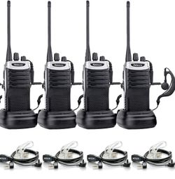 Retevis RT7 Walkie Talkies with Earpiece Headset,Portable Long Range Two Way Radios Rechargeable,Hands-Free,USB Charging (4 Pack)