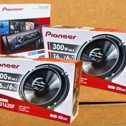 Pioneer Single Din Car Stereo USB Mp3 Am Fm Radio Equalizer Bluetooth MVH-S322BT Speakers 6.5" 2-Way Coaxial Speakers 600 Watt TS-G1620F Package 