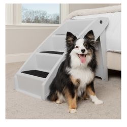PETSAFE COZYUP FOLDING DOG STAIRS - INDOOR/OUTDOOR HOME & TRAVEL (GRAY)