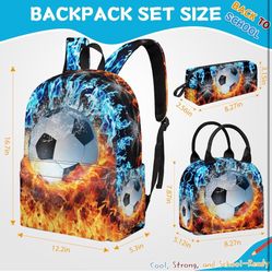 🔥 Batanac 3-Piece Soccer Backpack Set – 17” Bookbag + Lunch Bag + Pencil Case 🎒 