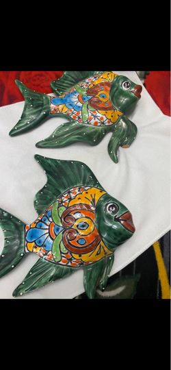 Talavera Ceramic Fish Wall Decor Set of 2