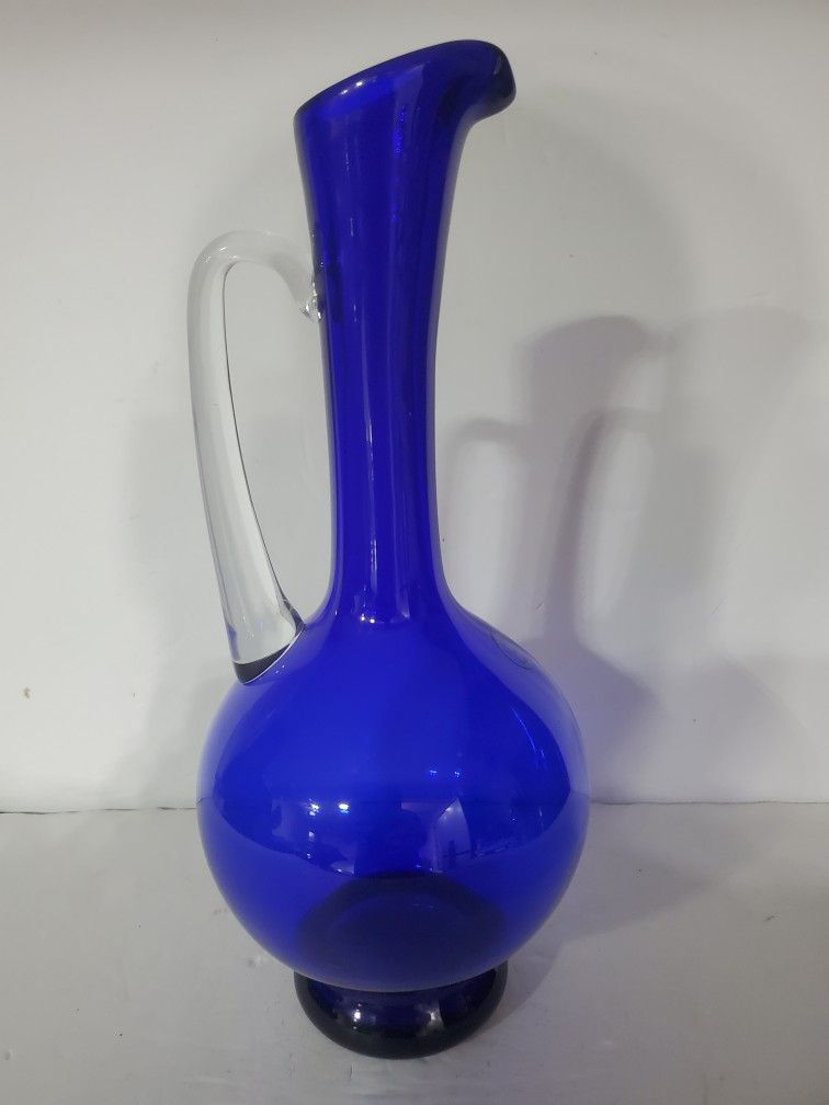 Cobalt Blue Hand-made Pitcher Made In Poland