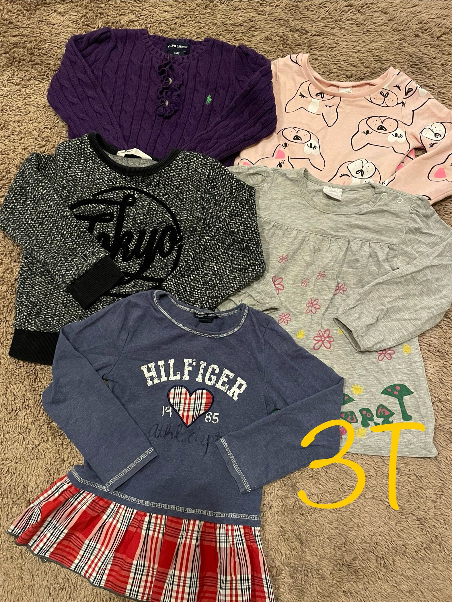 Winter/fall Girl Clothes, Long Sleeves Shirts Size 3T