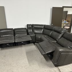 Costco Lauretta Leather Dark Grey Couch Reclining Sectional - Free Delivery