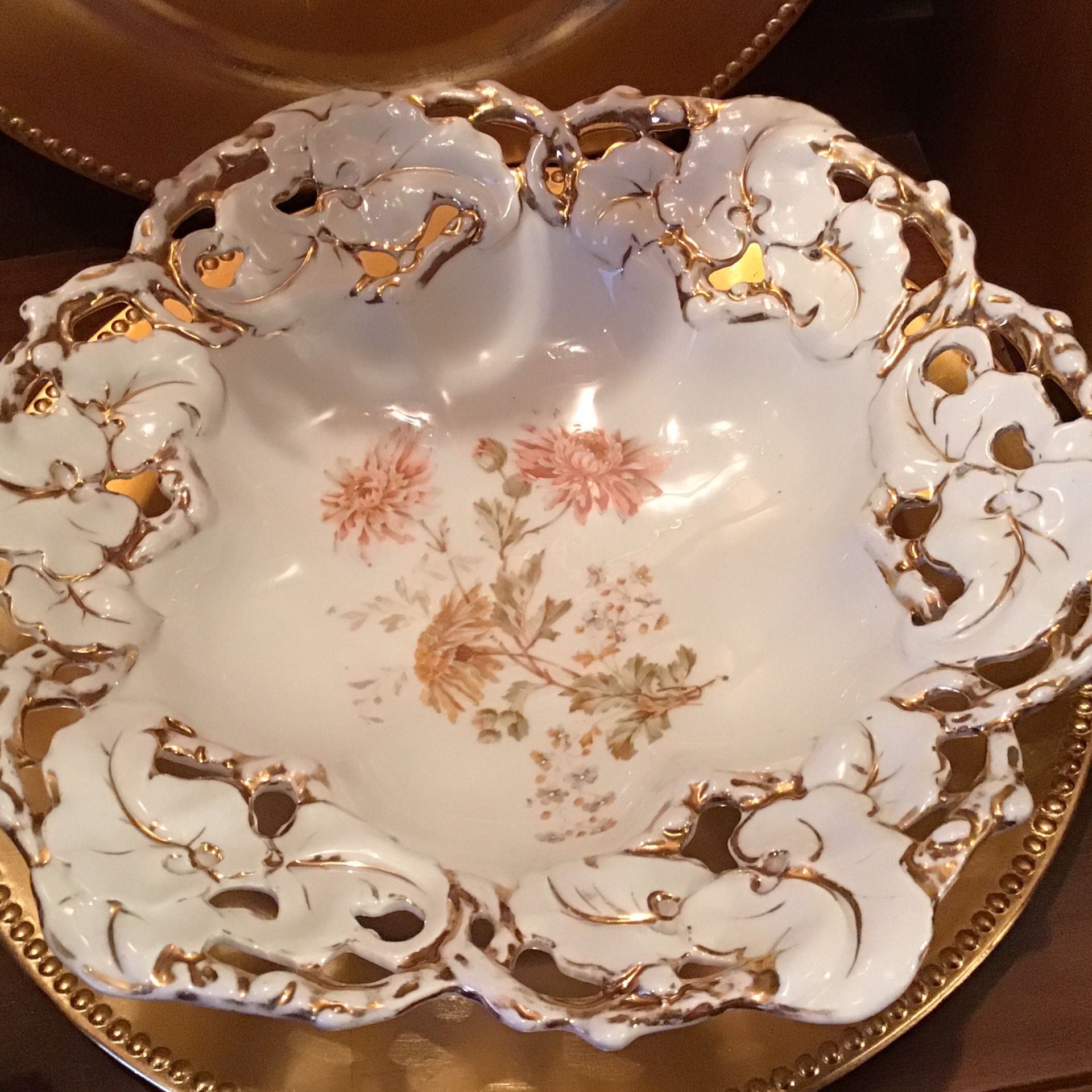 Large Decorative Hand Painted Guilded Bowl