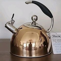 Viking Culinary 3-Ply Stainless Steel Whistling Tea Kettle 2.6 Quart Copper NEW